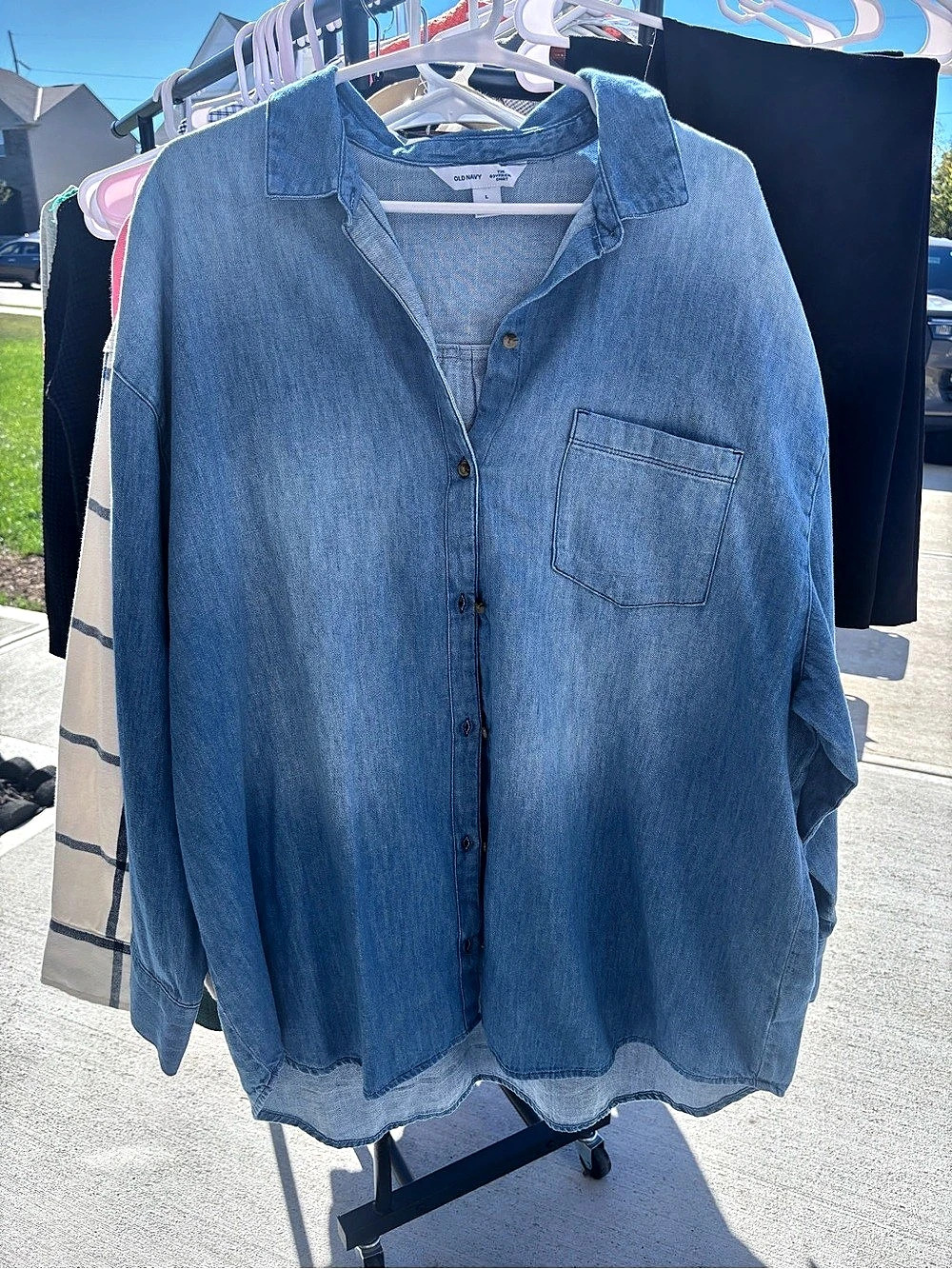 Old Navy The Boyfriend Shirt Blue Button Down Large